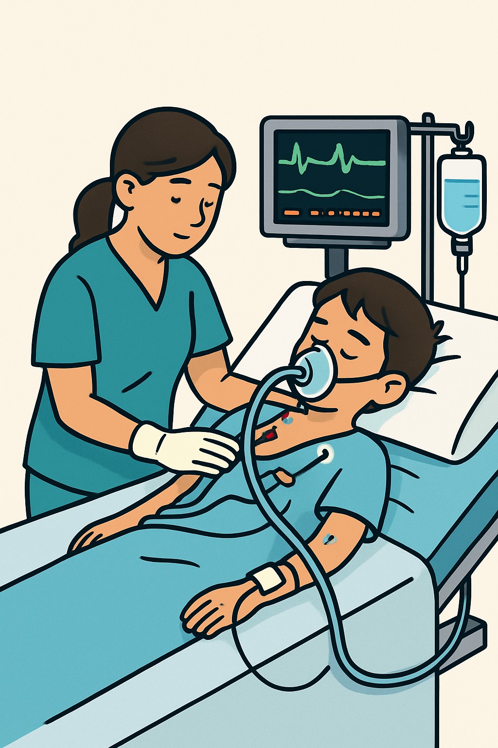 Pediatric critical care - initial 60 min procedure illustration