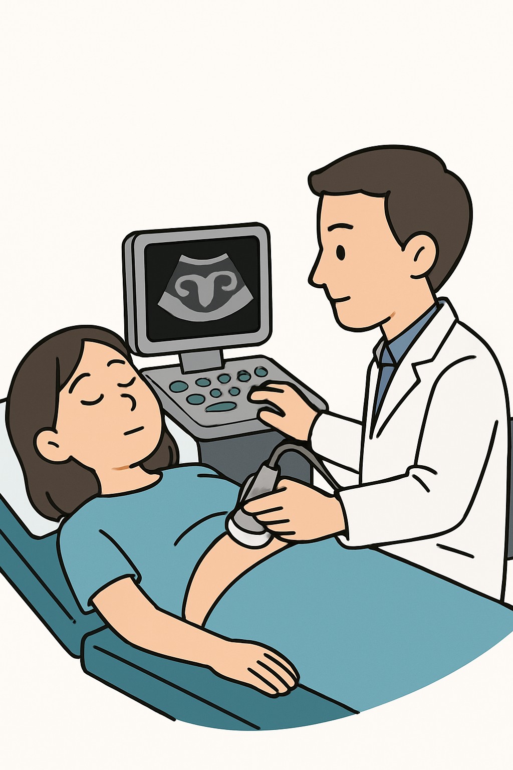 Pelvic ultrasound (non-obstetric) procedure illustration