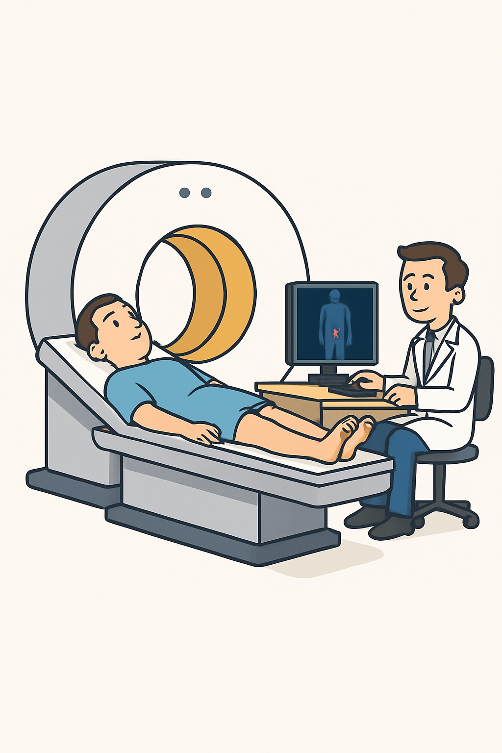 PET-CT PSMA (prostate cancer imaging) procedure illustration