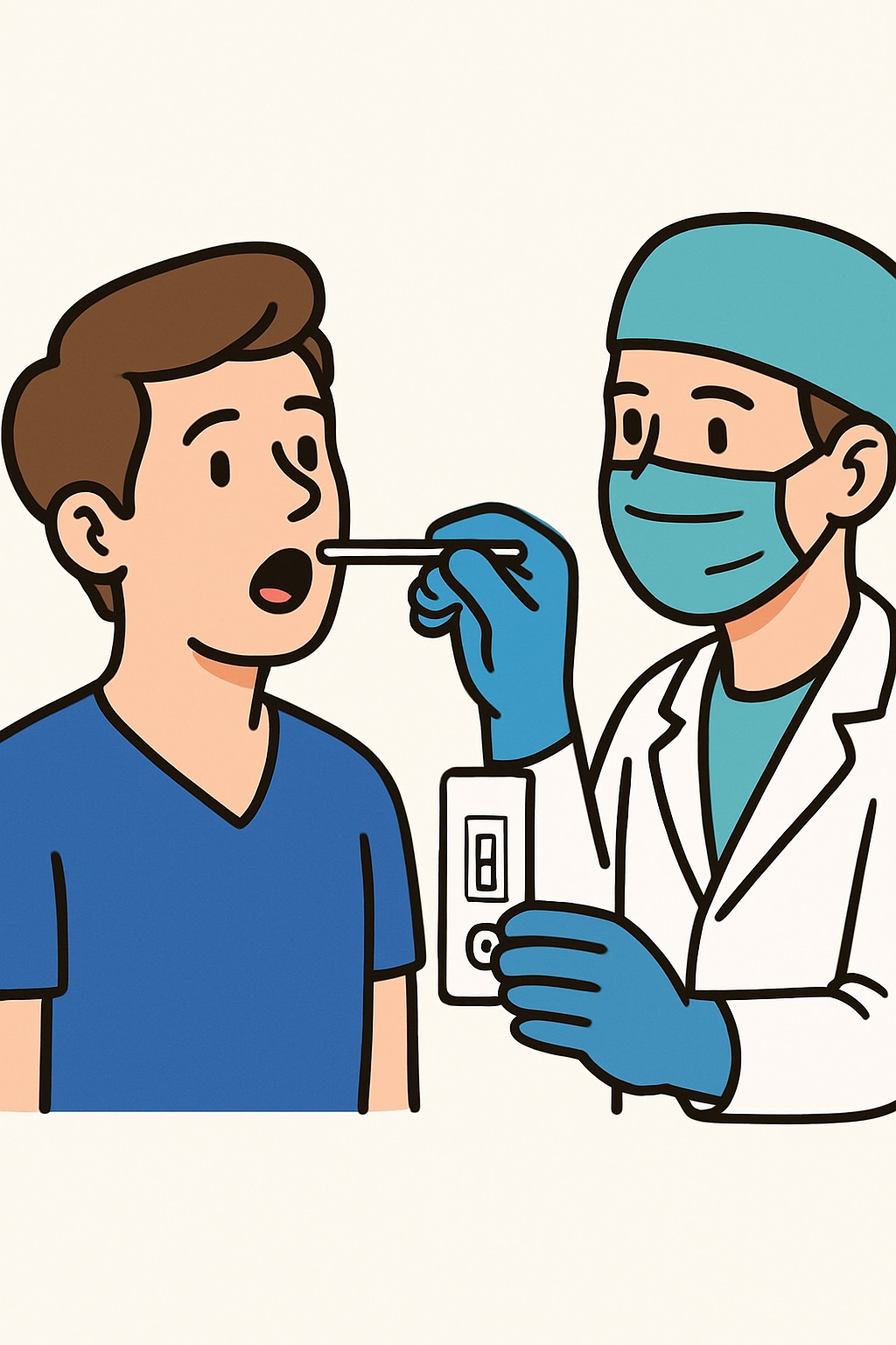 Rapid streptococcal antigen test procedure illustration