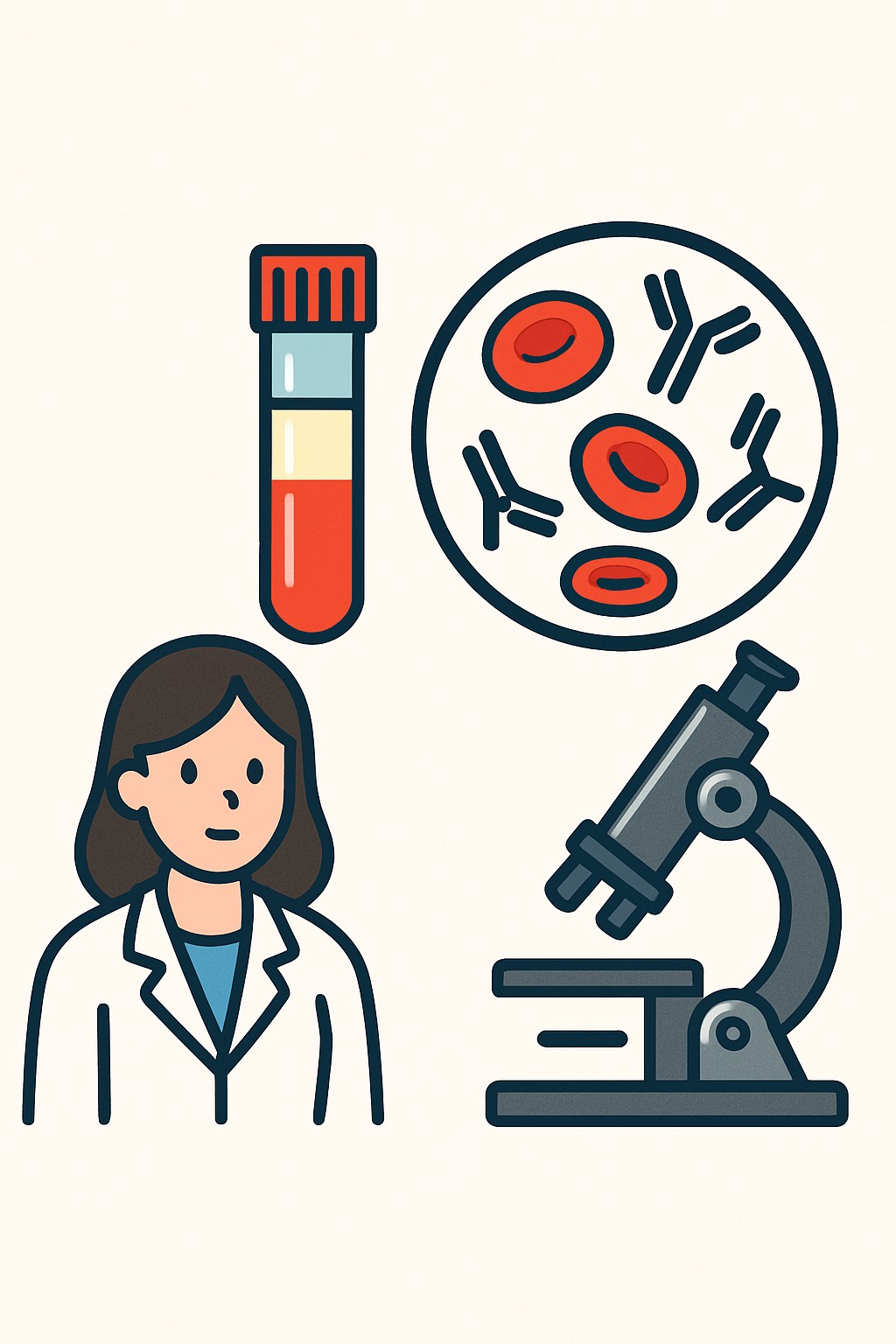 RBC antibody screen (pre-transfusion test) procedure illustration