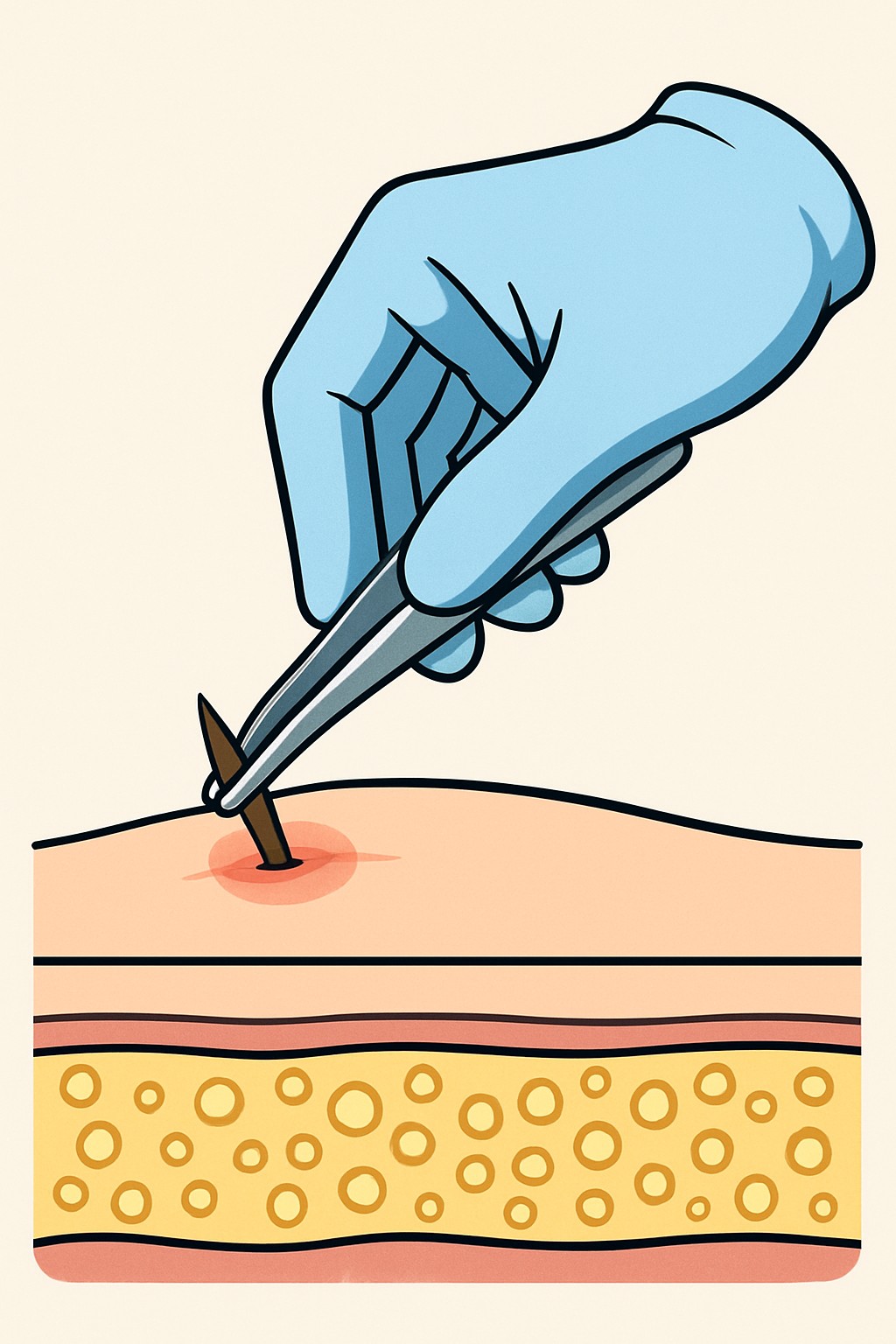 Removal of foreign body - subcutaneous (e.g. splinter) procedure illustration