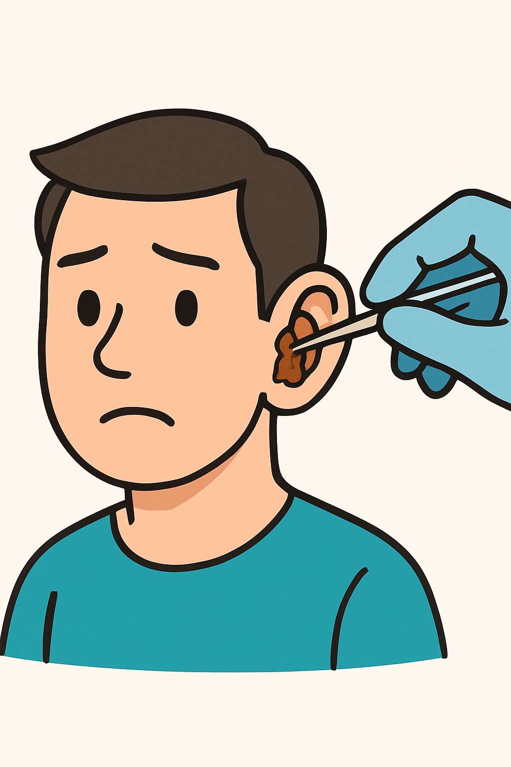 Removal of impacted ear wax (unilateral) procedure illustration
