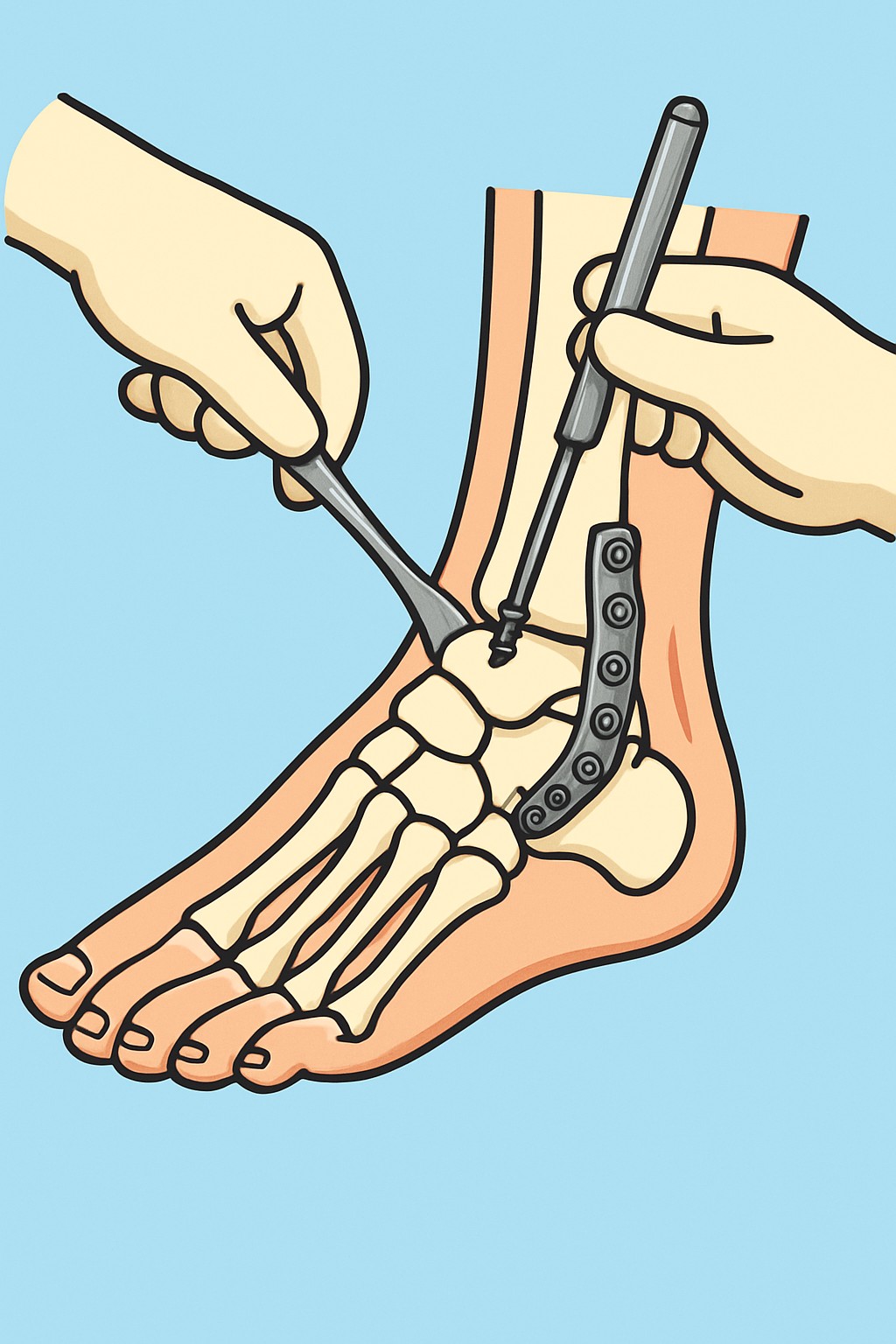 Repair of Ankle Fracture (ORIF) procedure illustration