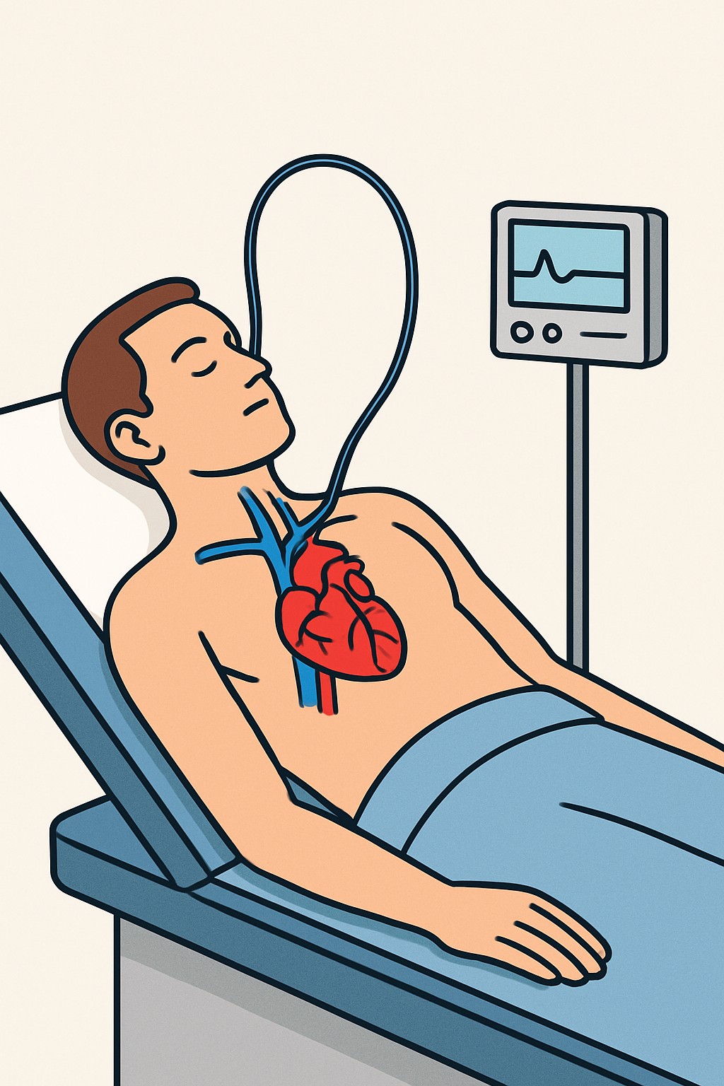 Right heart catheterization (Swan-Ganz) procedure illustration
