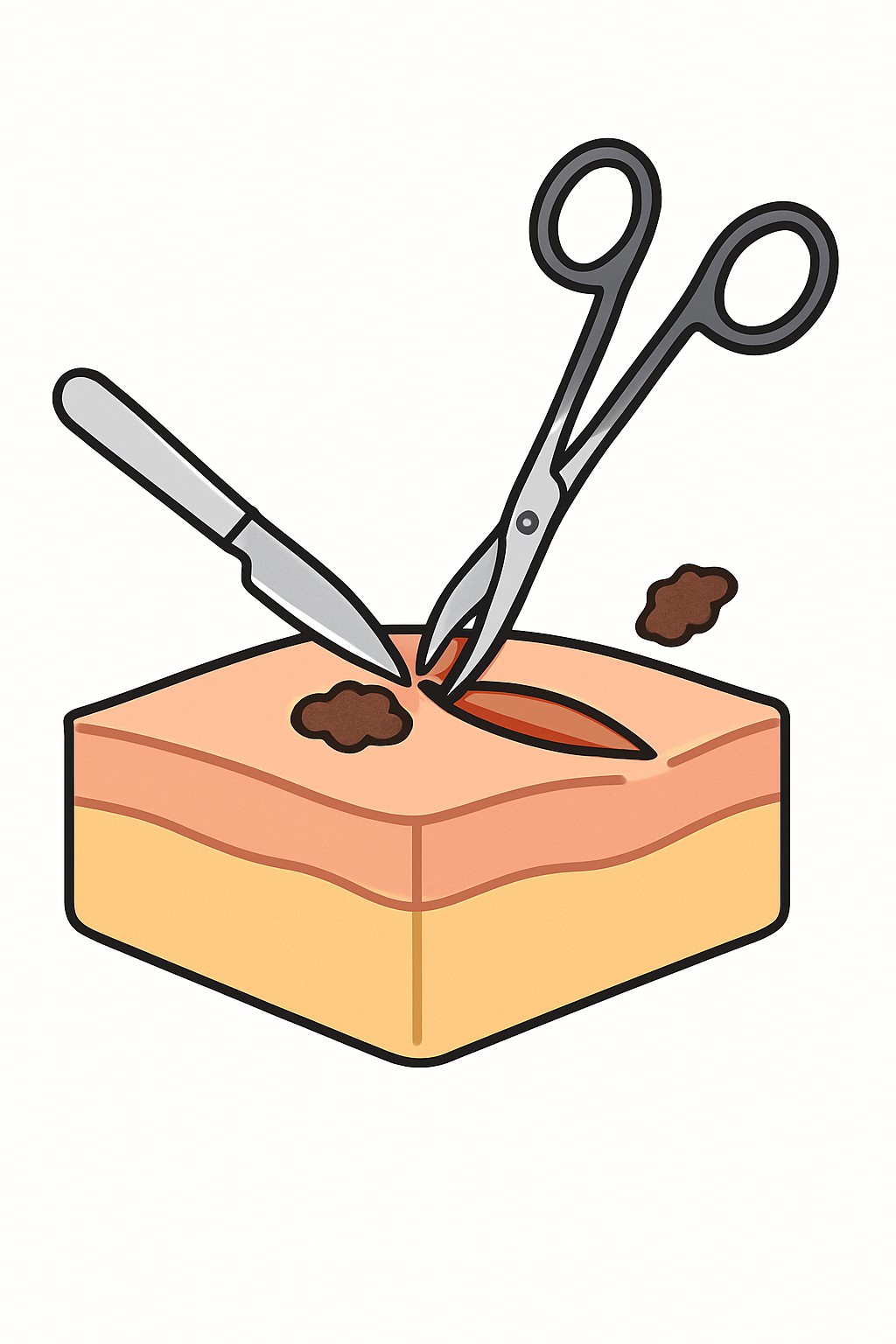 Skin lesion excision - malignant (small) procedure illustration
