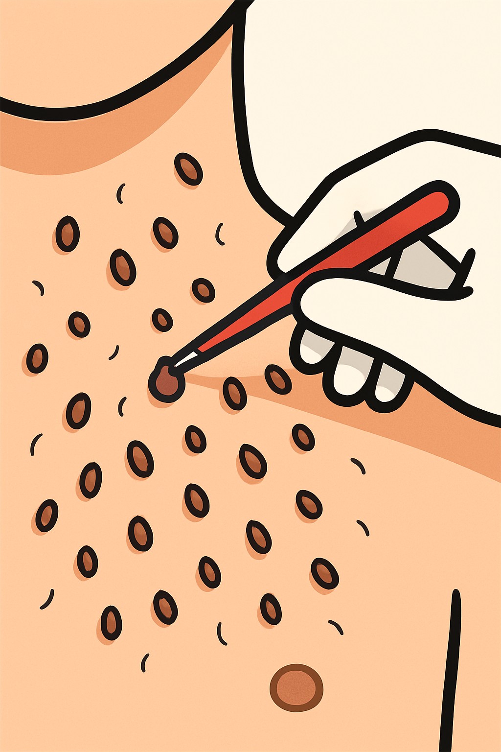 Skin tag removal (up to 15 lesions) procedure illustration
