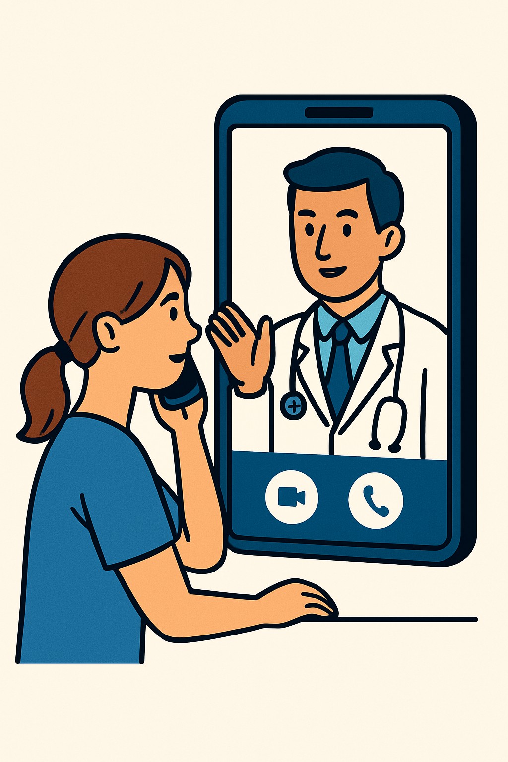 Telehealth consultation (phone/video 11-20 min) procedure illustration