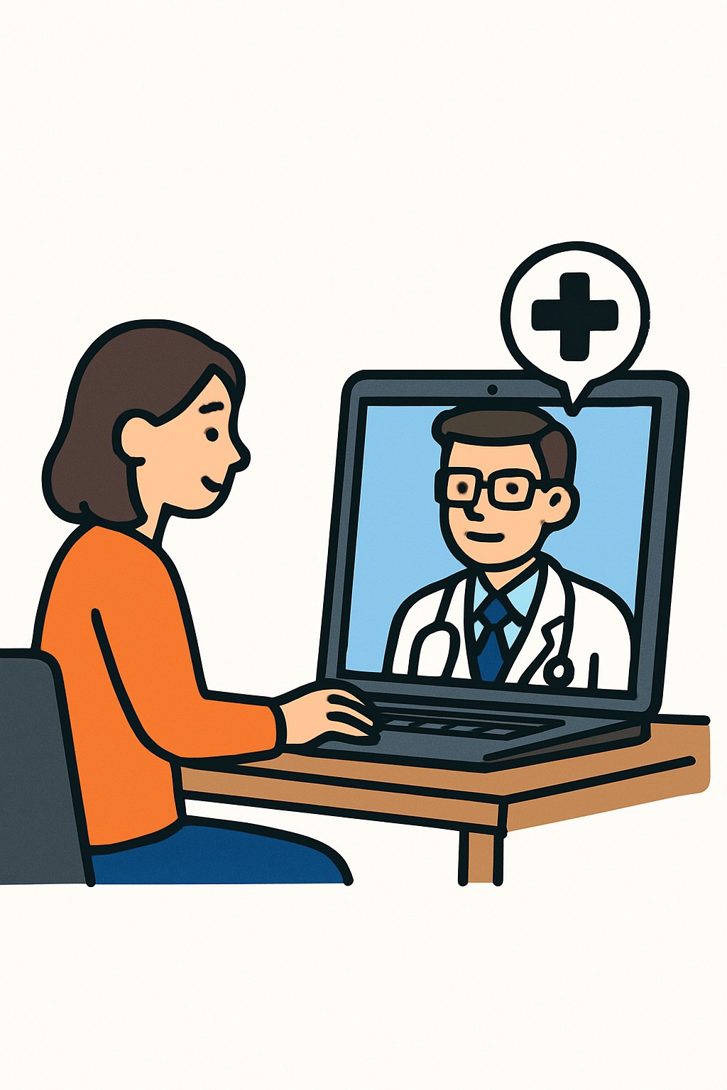 Telemedicine consult - initial (online evaluation) procedure illustration