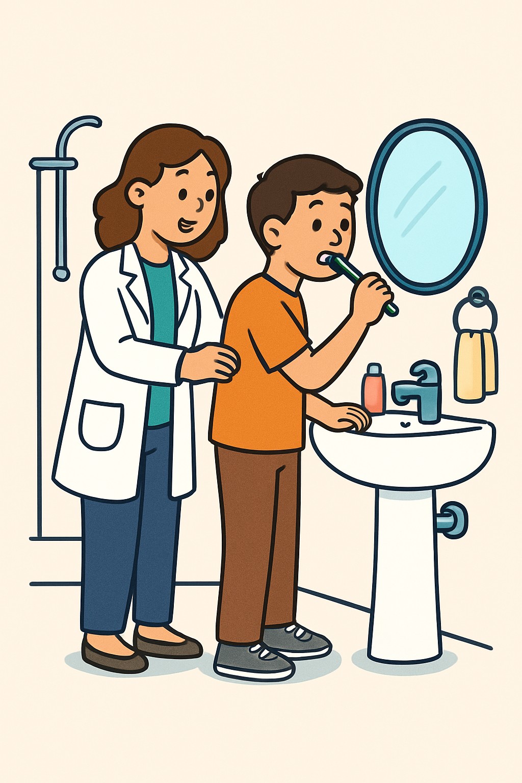 Therapy for daily living skills (self-care training) procedure illustration