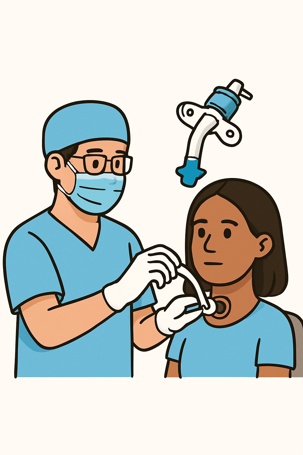 Tracheostomy tube change (outpatient) procedure illustration