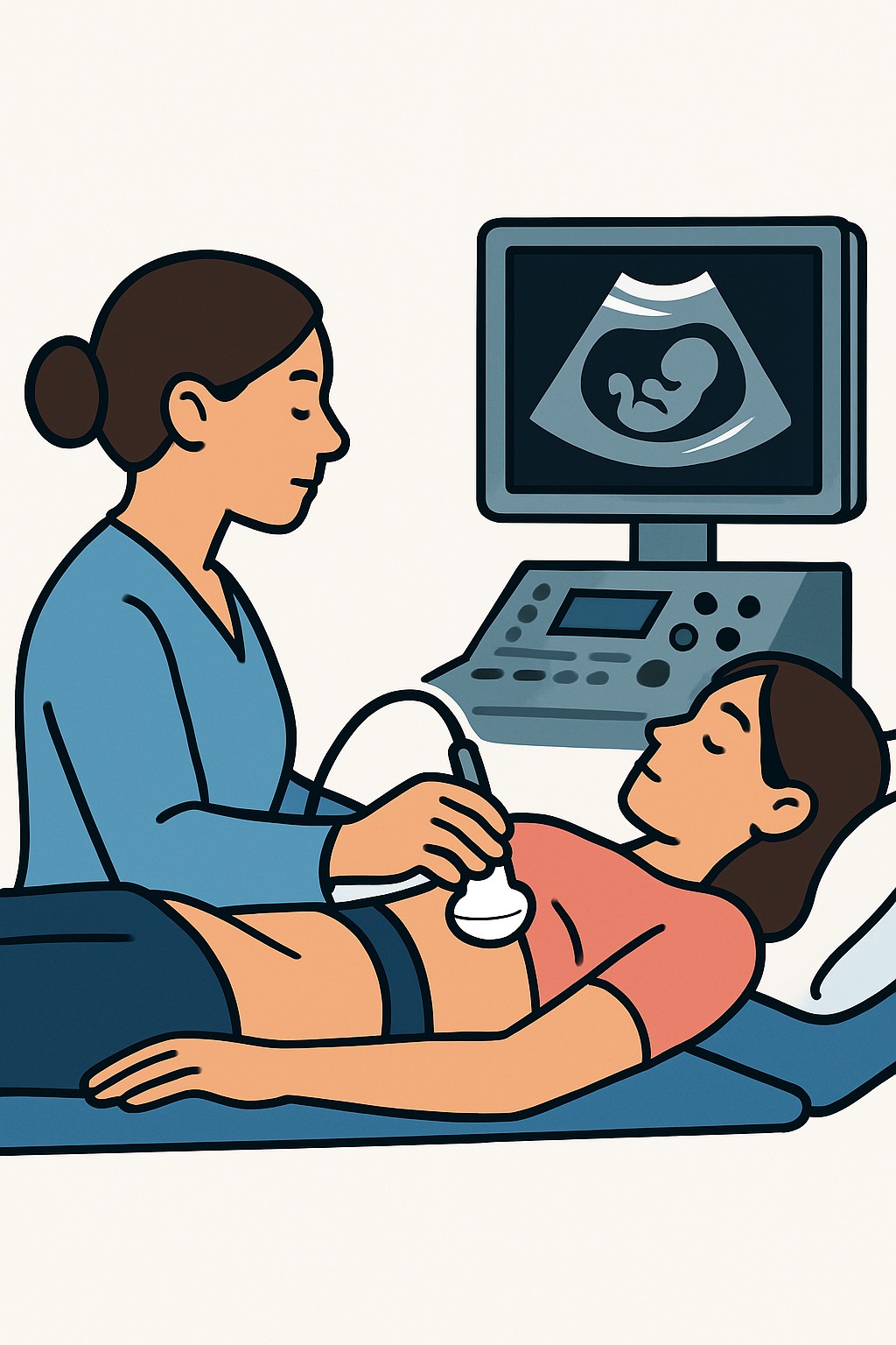 Transvaginal Ultrasound (OB or Gyn) procedure illustration