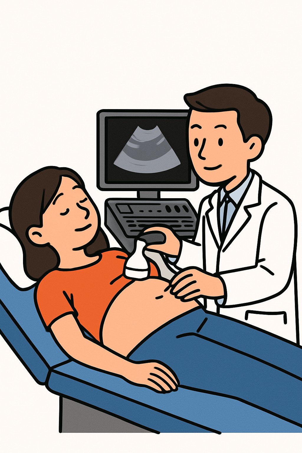 Ultrasound Abdomen (complete) procedure illustration
