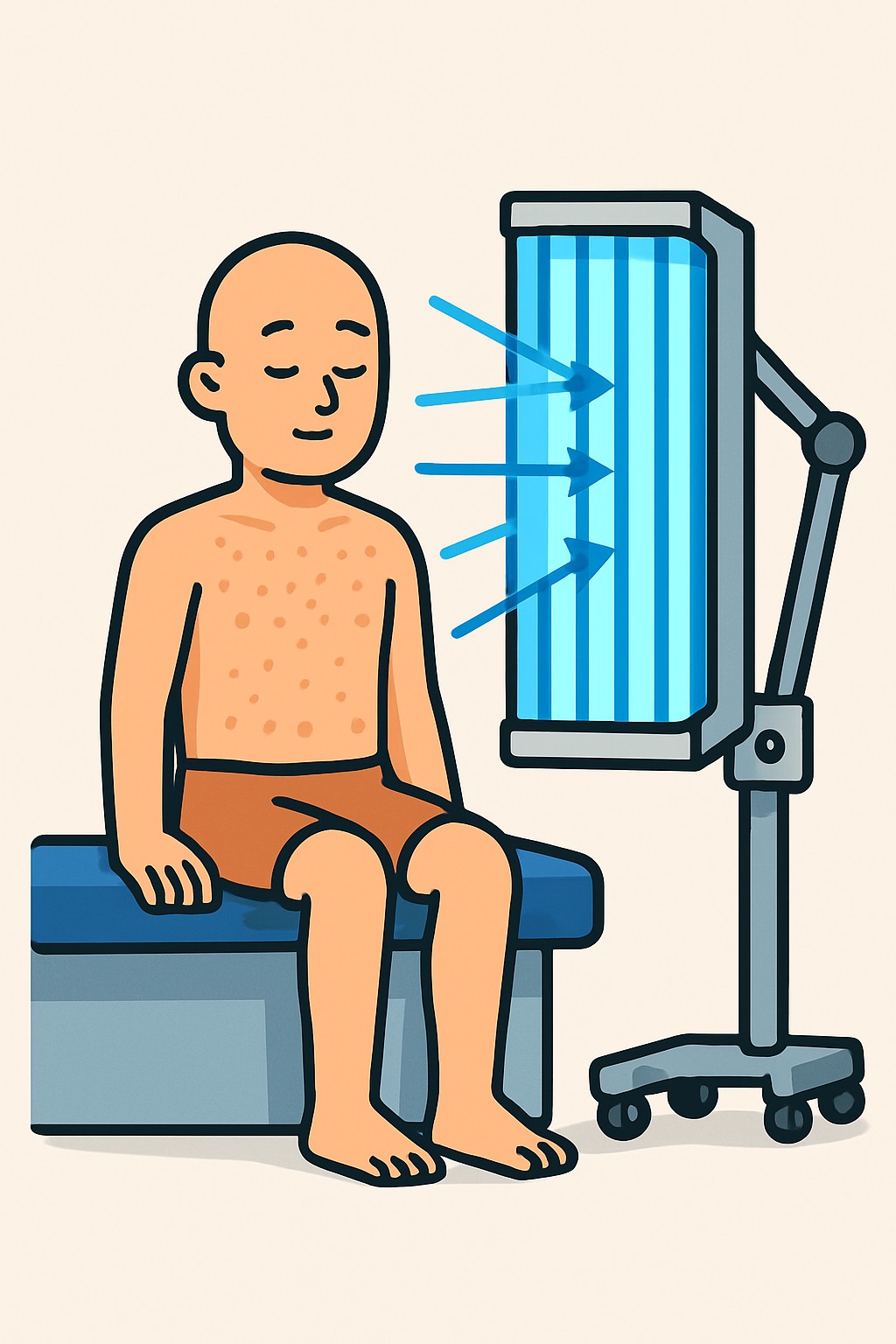UV light therapy (phototherapy for skin) procedure illustration
