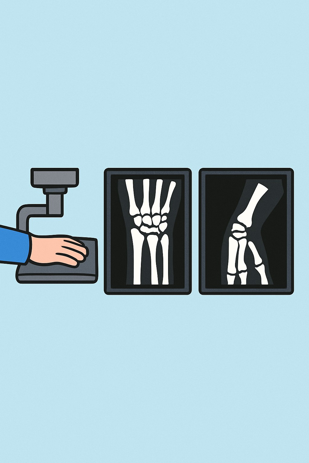 Wrist X-ray (3 views) procedure illustration